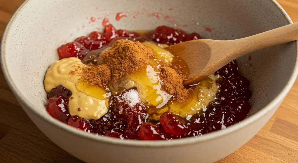 In the same skillet, reduce the heat to medium and add the apple juice, honey, soy sauce, Dijon mustard, and minced garlic.