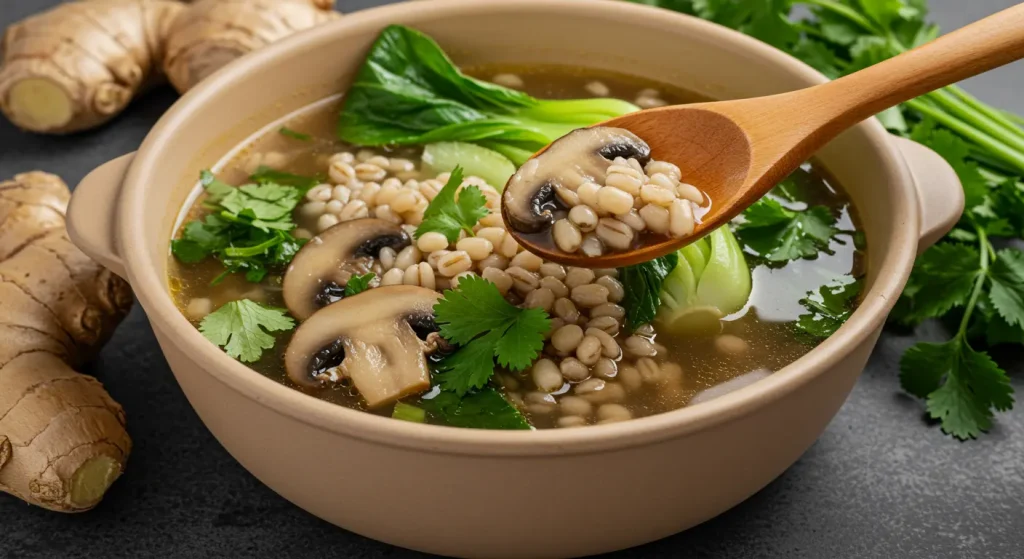 Bok Choy mushroom soop