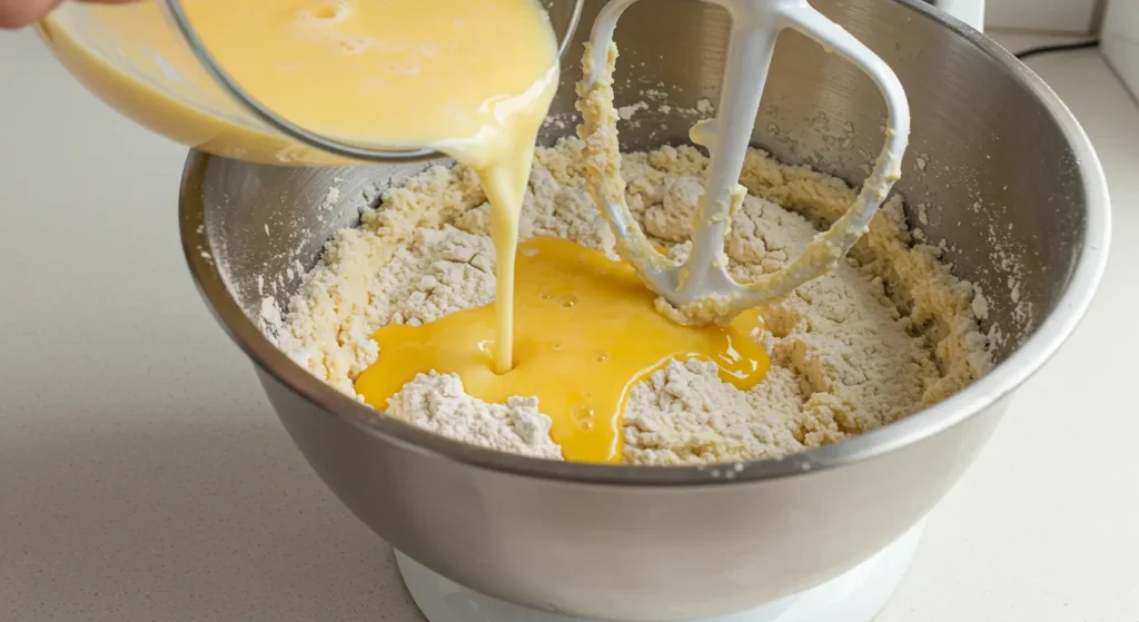 Perfect Braided Chocolate Chip Brioche Recipe 18 forming dough for braided chocolate chip brioche in a stand mixer