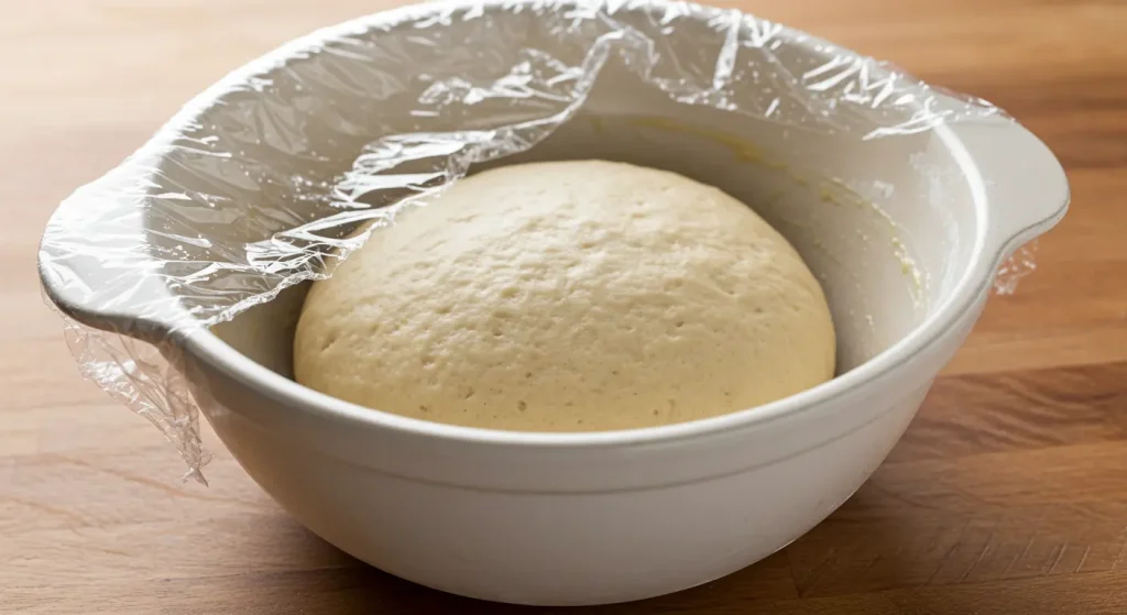 Perfect Braided Chocolate Chip Brioche Recipe 21 dough rising in a greased bowl for braided chocolate chip brioche