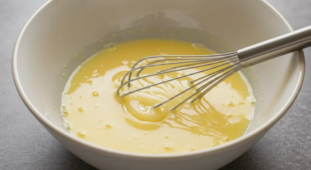 Perfect Braided Chocolate Chip Brioche Recipe 17 mixing eggs and lukewarm milk for braided chocolate chip brioche