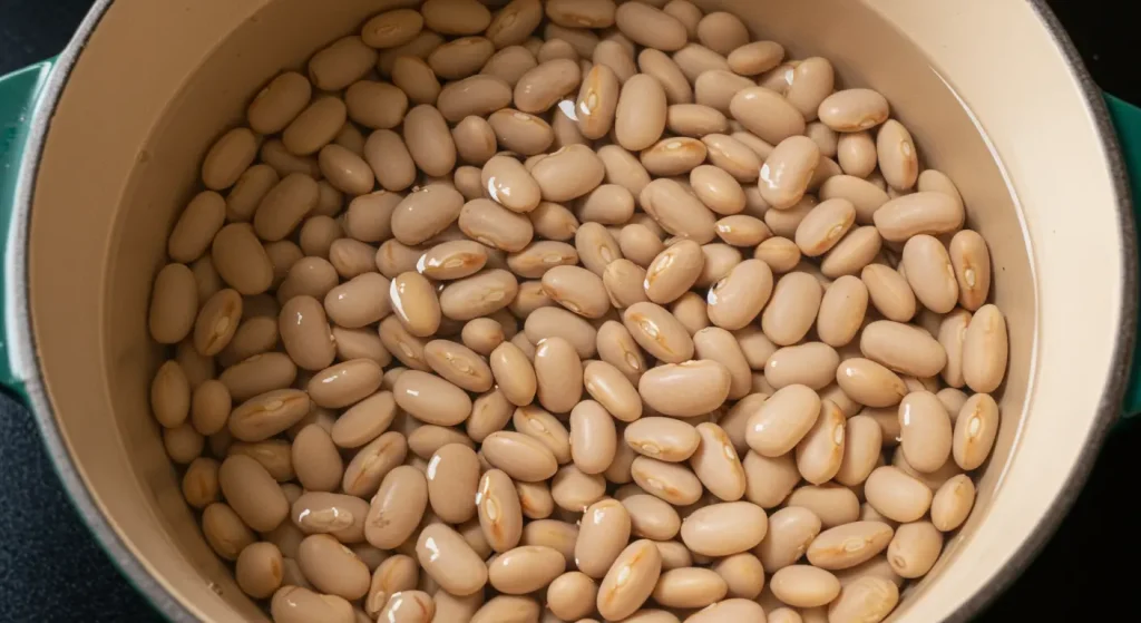Easy Classic Canadian Molasses Baked Beans 16 Navy Beans Soaking in Water