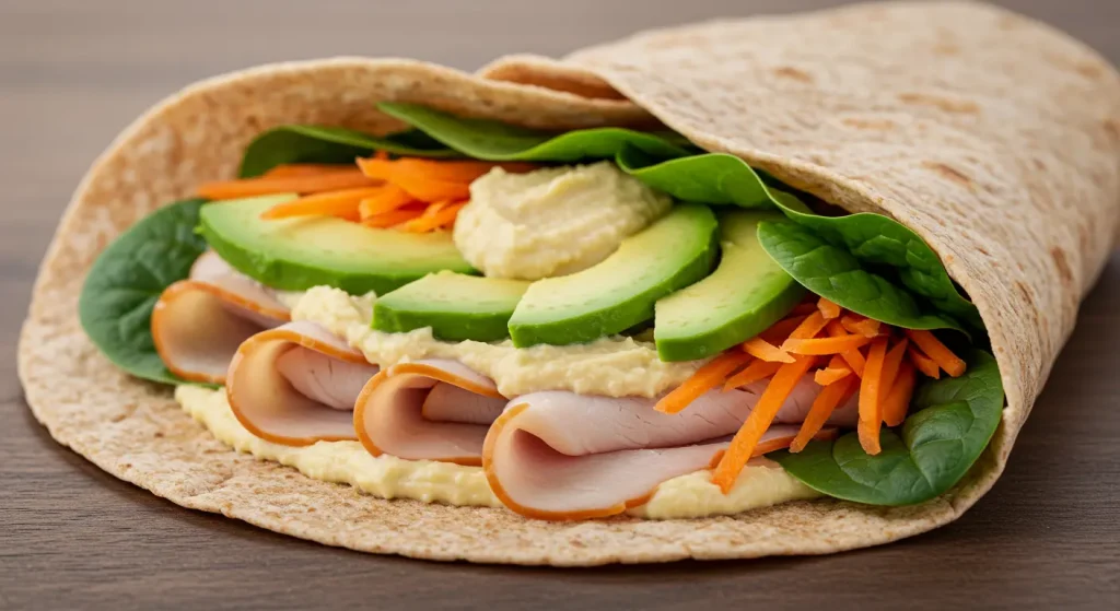 turkey and avocado wrap, high-protein lunch ideas